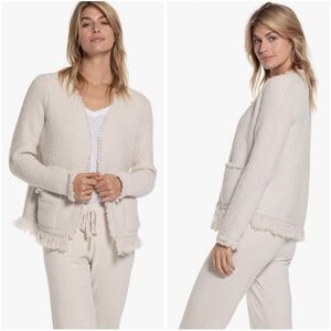 Barefoot Dreams Cozychic Almond Fringed Jacket Large NWT New